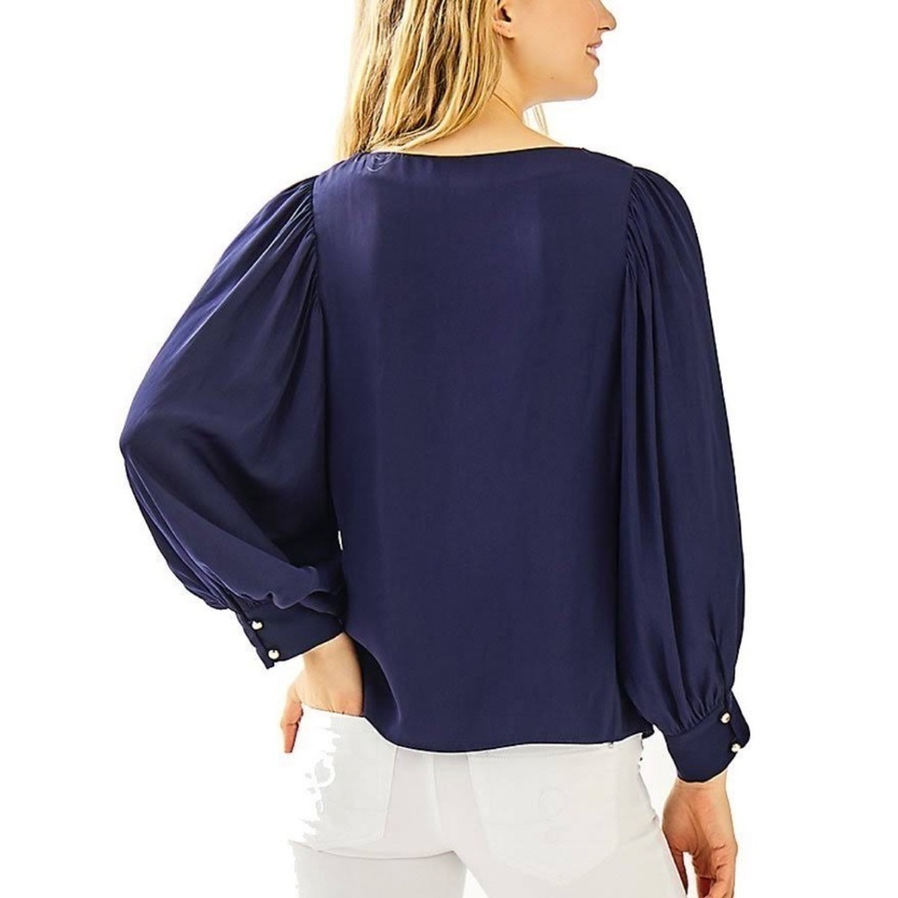 Lilly Pulitzer Navy Blue‎ Maisel Top - Picture 2 of 12